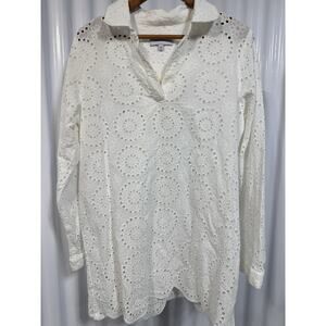 Cartolina Nantucket Women’s White Cotton Eyelet Embroidered Cottagecore Size M